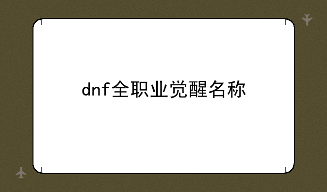 dnf全职业觉醒名称