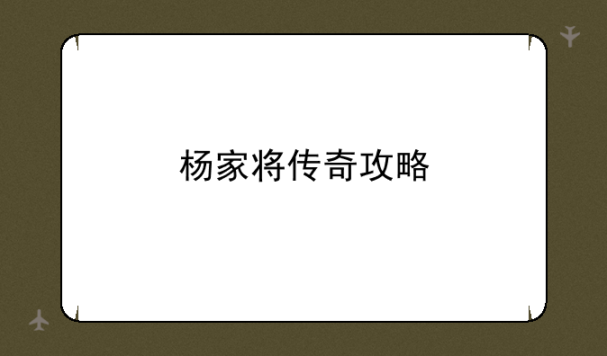 杨家将传奇攻略