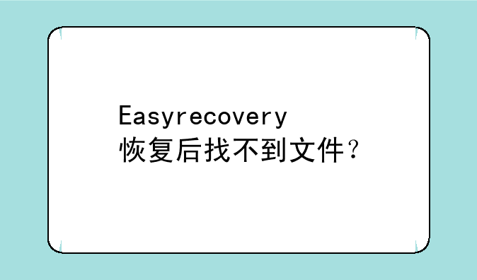 Easyrecovery恢复后找不到文件？