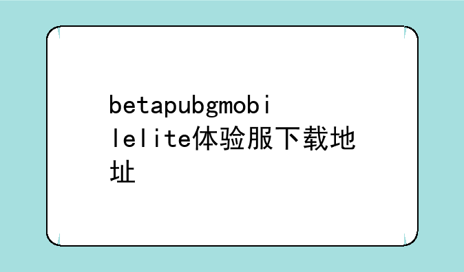 betapubgmobilelite体验服下载地址