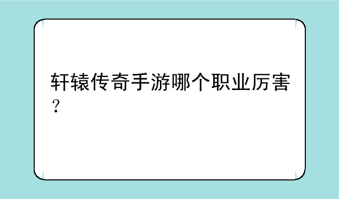 轩辕传奇手游哪个职业厉害？