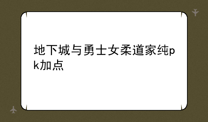地下城与勇士女柔道家纯pk加点