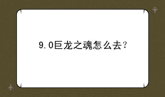 9.0巨龙之魂怎么去？