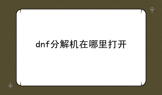 dnf分解机在哪里打开