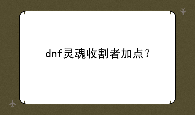 dnf灵魂收割者加点？