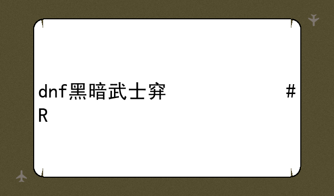 dnf黑暗武士穿什么甲