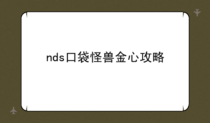 nds口袋怪兽金心攻略