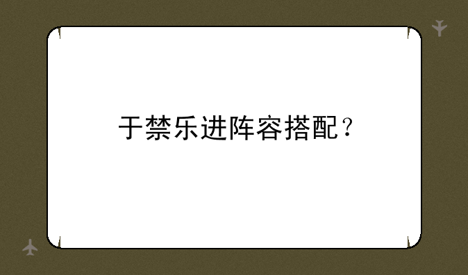 于禁乐进阵容搭配？