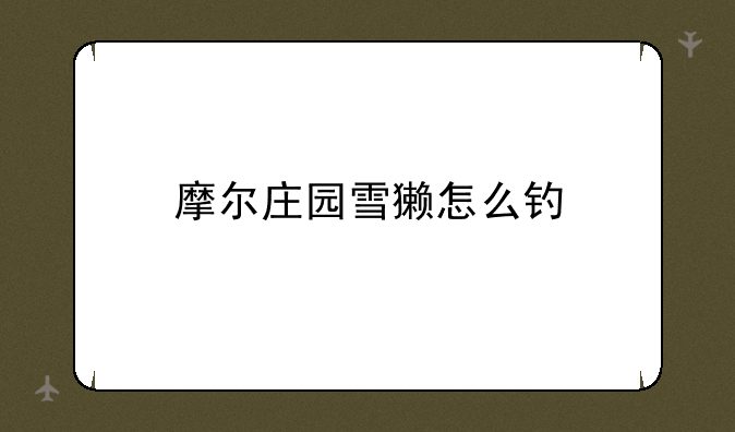 摩尔庄园雪獭怎么钓