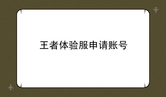 王者体验服申请账号