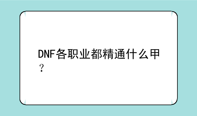 DNF各职业都精通什么甲？