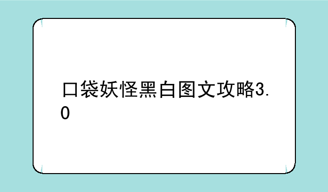口袋妖怪黑白图文攻略3.0