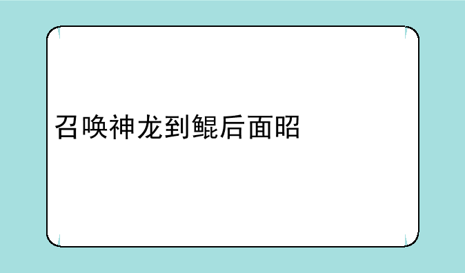 召唤神龙到鲲后面是什么