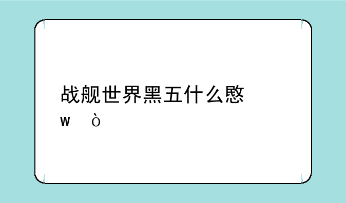 战舰世界黑五什么意思？
