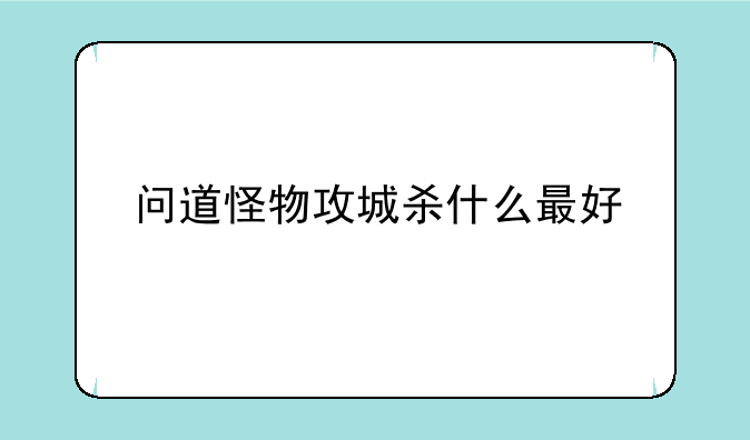 问道怪物攻城杀什么最好