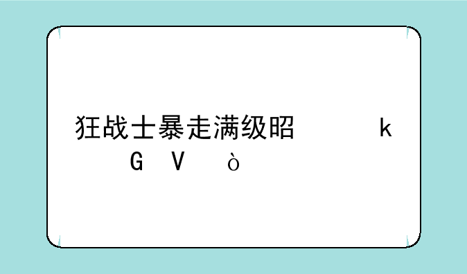 狂战士暴走满级是多少啊？