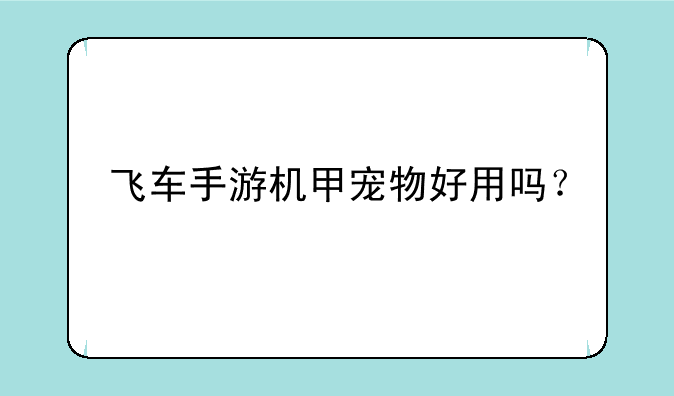 飞车手游机甲宠物好用吗？