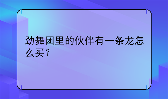 劲舞团里的伙伴有一条龙怎么买？