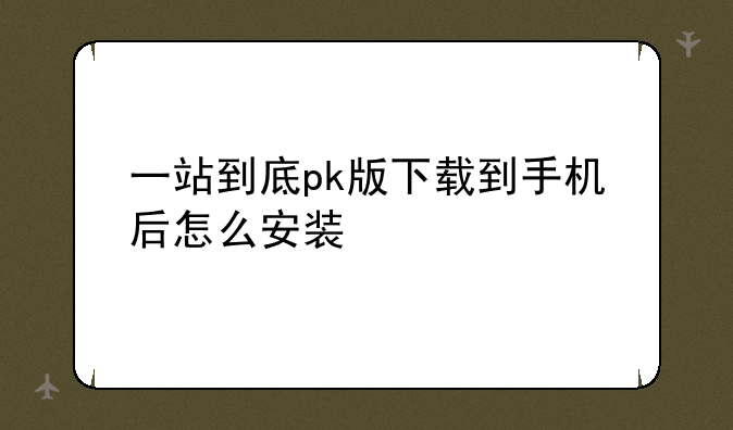 一站到底pk版下载到手机后怎么安装