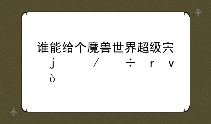 谁能给个魔兽世界超级宏的下载地址！