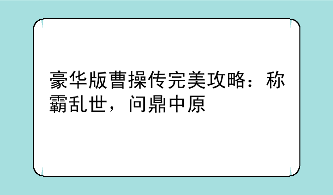 豪华版曹操传完美攻略：称霸乱世，问鼎中原