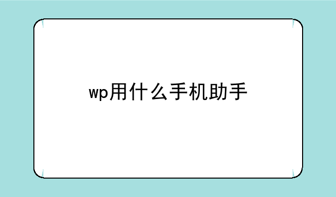 wp用什么手机助手