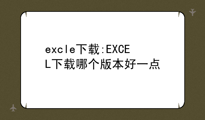 excle下载:EXCEL下载哪个版本好一点