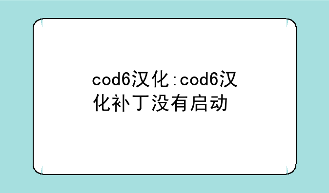 cod6汉化:cod6汉化补丁没有启动