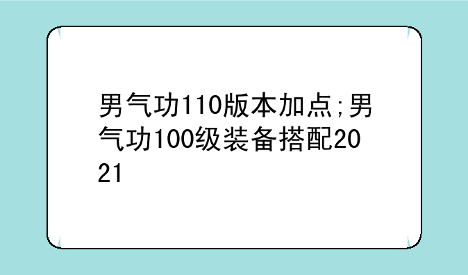 男气功110版本加点;男气功100级装备搭配2021