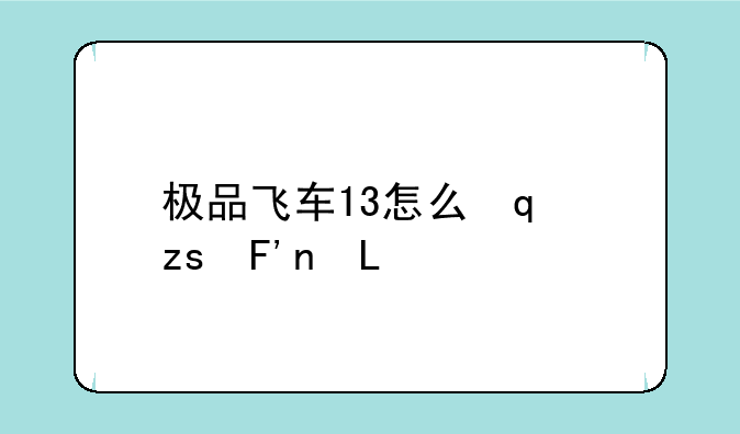 极品飞车13怎么玩-极品飞车13技巧