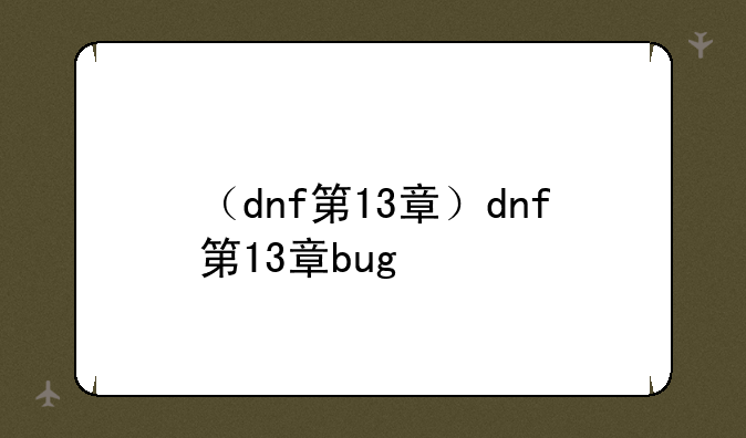 （dnf第13章）dnf第13章bug