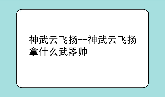 神武云飞扬--神武云飞扬拿什么武器帅