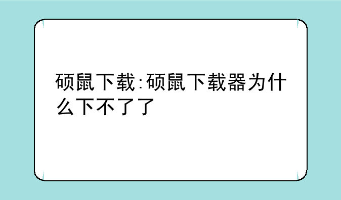 硕鼠下载:硕鼠下载器为什么下不了了