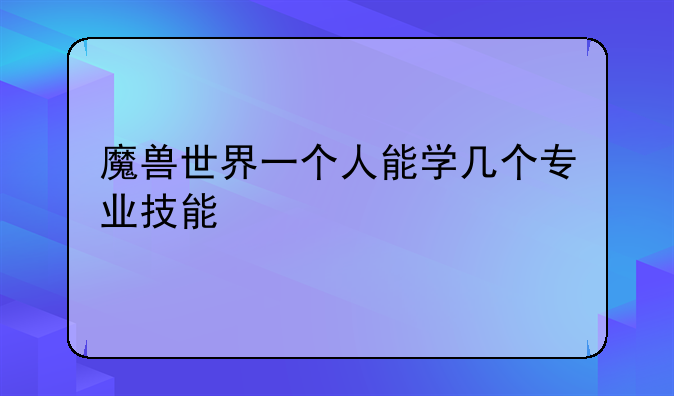 魔兽世界一个人能学几个专业技能