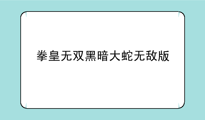 拳皇无双黑暗大蛇无敌版