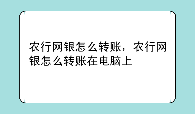 农行网银怎么转账，农行网银怎么转账在电脑上